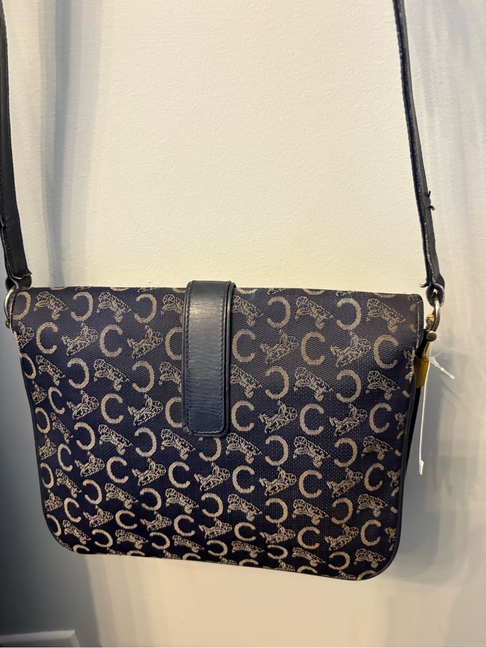 ⭐️RARE⭐️Vintage CELINE Navy C-Macadam Sulky Horse Carriage Flap Bag PRISTINE INT - Picture 5 of 17